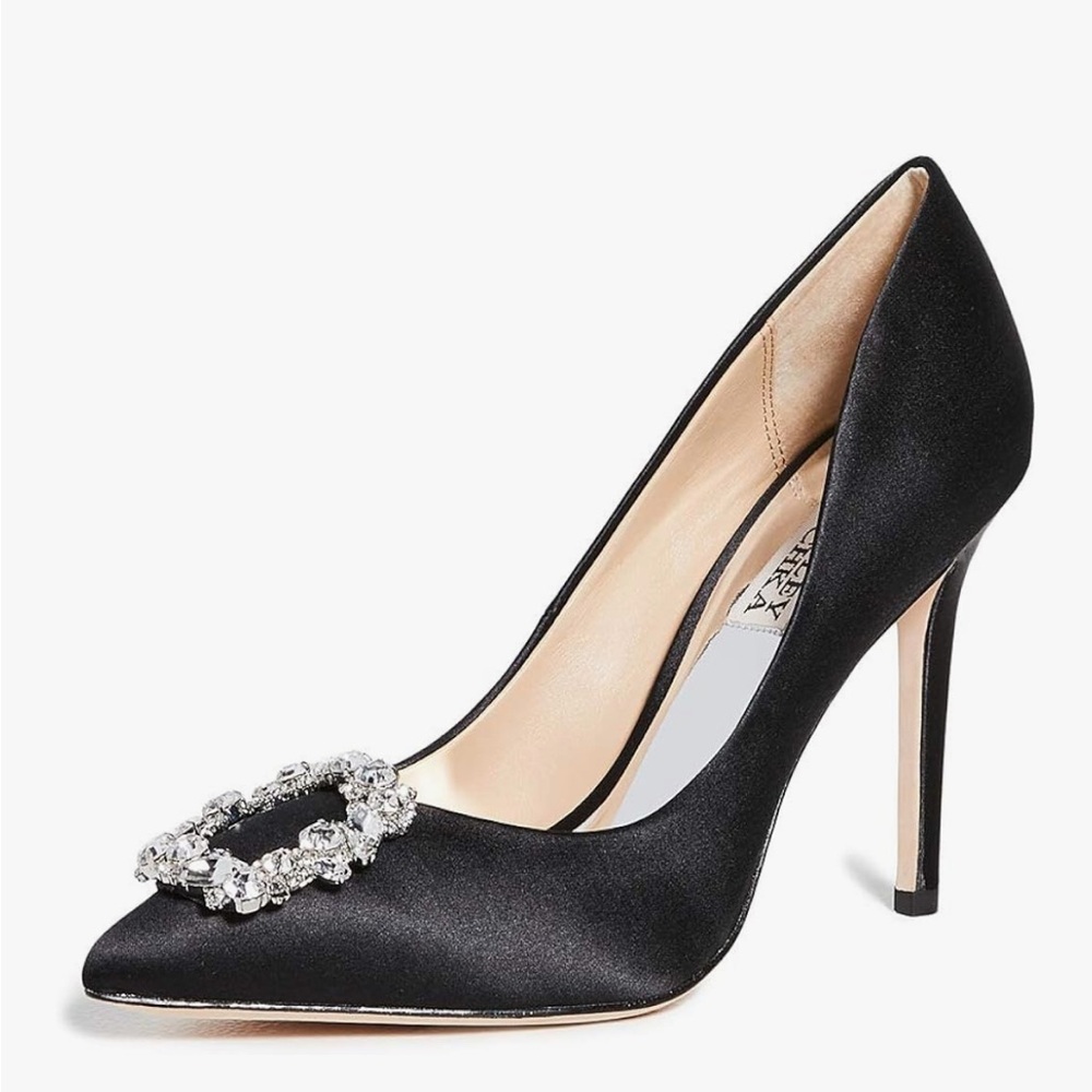 Badgley Mischka Black Heels Cher Pump ✨with Crystal Detail✨